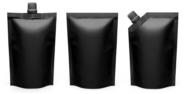 istock Collection of black doypacks on white 1225556378