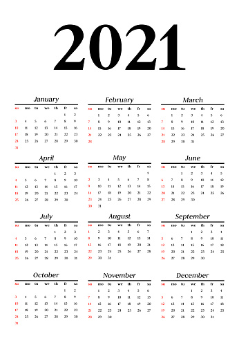 Calendar68 Stock Illustration - Download Image Now - 2021, Calendar ...