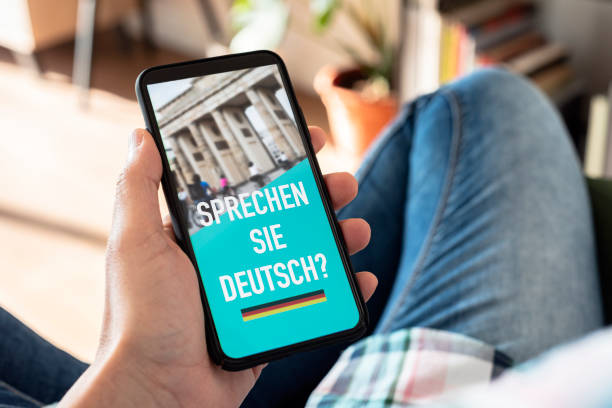 テキストあなたはスマートフォンでドイツ語でドイツ語を話しますか - german language ストックフォトと画像