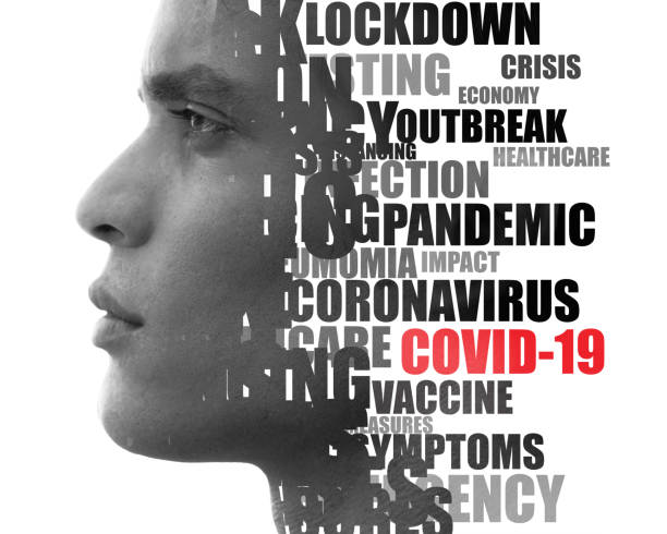 istock Coronavirus word cloud. Double exposure portrait. 1225563097