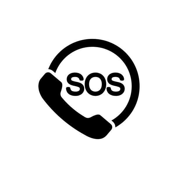 SOS icon. Emergency phone contact service on isolated white background. EPS 10 vector. SOS icon. Emergency phone contact service on isolated white background. EPS 10 vector sos stock illustrations