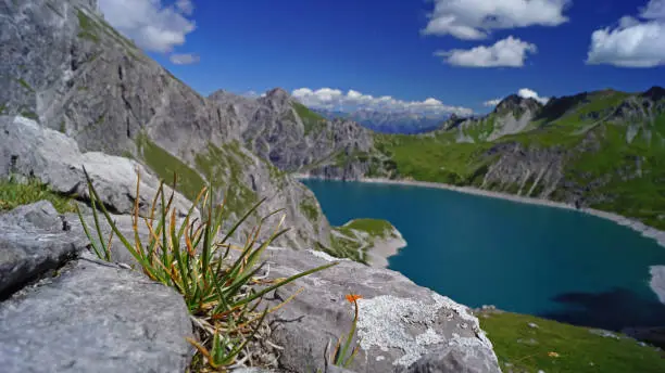 The Lünersee is a reservoir in Vorarlberg, which is used for power supply