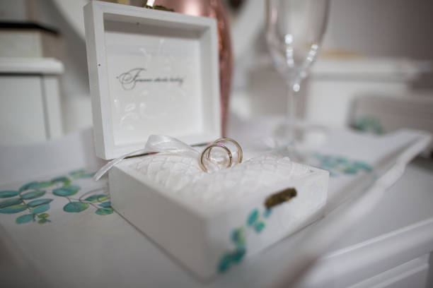 istock two beautiful wedding rings in white box 1225569608