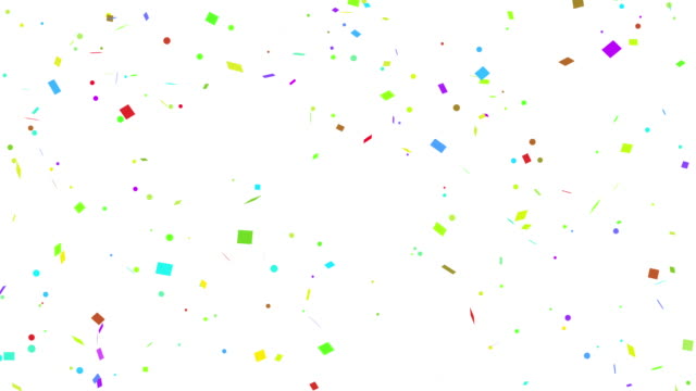 Multi colored Confetti falling on white, black, isolated and green screen background