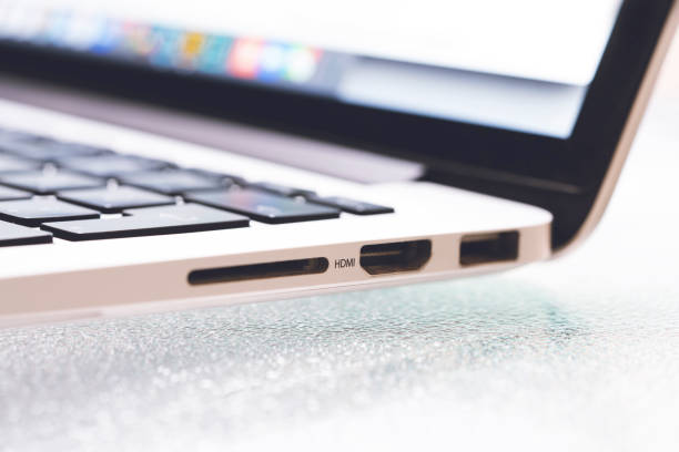 istock Side panel of computer laptop show with USB, HDMI and multi Card reader connector. 1225572195