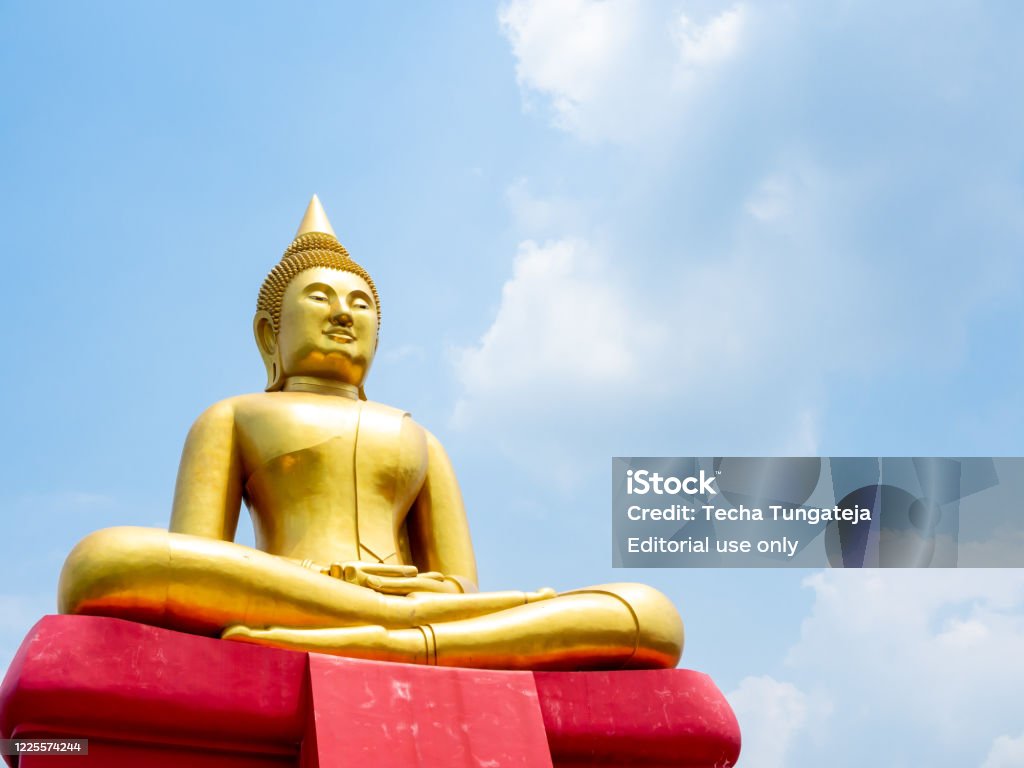 Beautiful Big Buddha Luang Phor Sothorn On Blue Sky Background ...