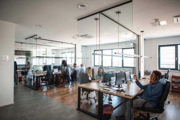 istock Young Adult Business Colleagues Working in Open Plan Office 1225575976