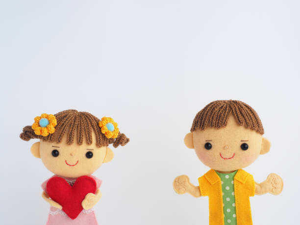 istock Illustration style child felt doll 1225578125