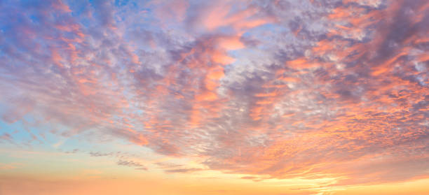 istock Panoranic background Sunrise Sky with colorful clouds 1225580208