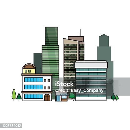 istock The images of various buildings in different sizes in the city can be used as illustrations for teachers to make children's books. Or have parents use to make documents Accompany the lesson 1225580212