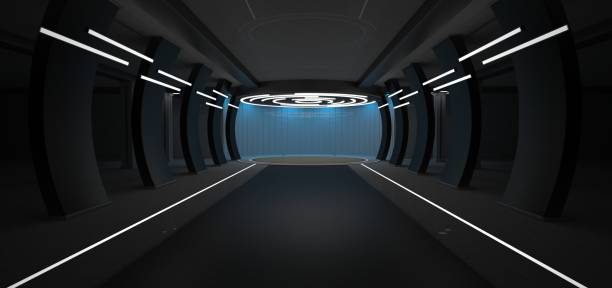 istock Futuristic room design. 3d illustration. 1225585849
