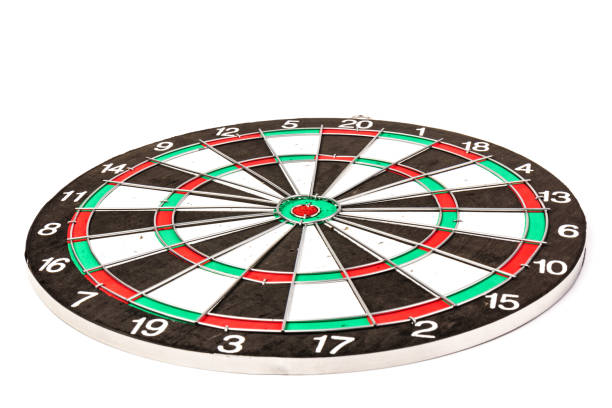 istock Dartboard with darts on white background, closeup. Purpose concept 1225586122