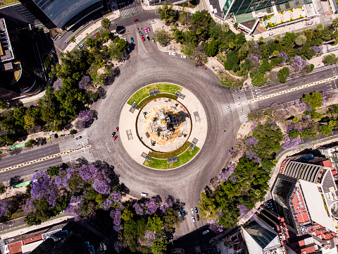 Aerial view of Independence monument, Mexico city, Mexico.