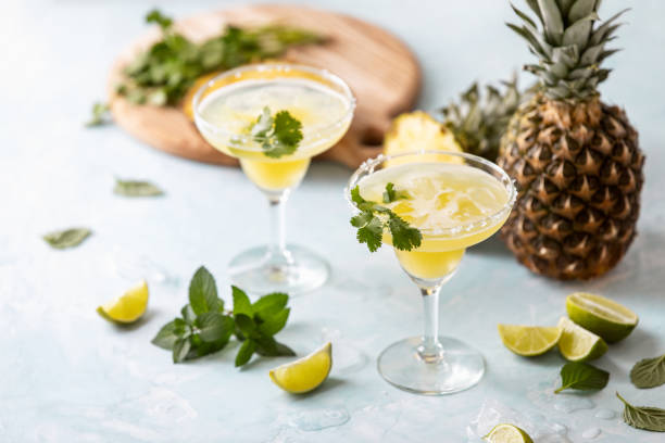 istock Pineapple coriander infused margarita with ingredients 1225586870