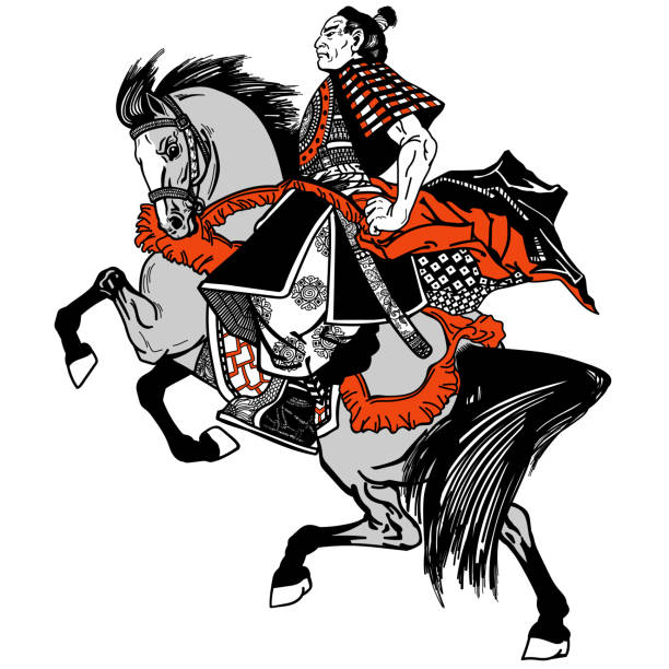 ilustrações, clipart, desenhos animados e ícones de cavaleiro samurai apanese - armed forces war military macho