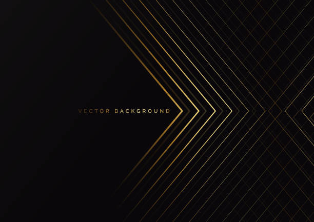 Abstract black triangle background with striped lines golden with copy space for text. Luxury style. Abstract black triangle background with striped lines golden with copy space for text. Luxury style. Vector illustration gold metal designs stock illustrations