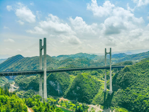 istock Aerial view of bridge in mountain 1225589879