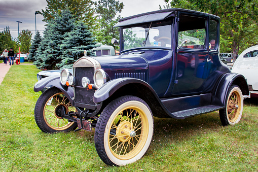 Moncton, New Brunswick, Canada - July 9, 2016 : 1927 Ford Model T from Quebec parked in Centennial Park during 2016 Atlantic Nationals Automotive Extravaganza, Moncton, New Brunswick, Canada.