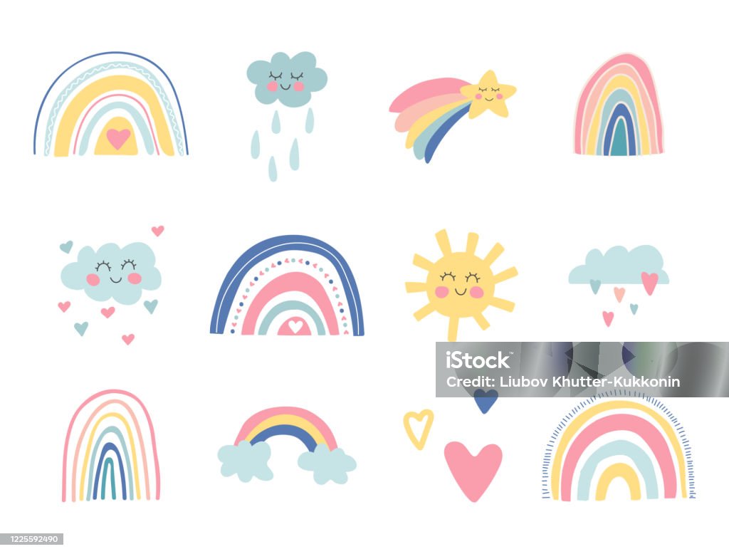 Ilustración de Bonita Colección De Niños De La Guardería Arco Iris Dibujado A Mano Sol Nubes Divertidas Estrellas Corazones Fondo Del Cielo Baby Shower Preciosos Arco Iris De Dibujos Animados Para Papel Ilustración de Bonita Colección De Niños De La Guardería Arco Iris Dibujado A Mano Sol Nubes Divertidas Estrellas Corazones Fondo Del Cielo Baby Shower Preciosos Arco Iris De Dibujos Animados Para Papel
