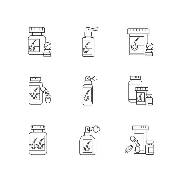 Hair Loss Pixel Perfect Linear Icons Set Medicament For Alopecia Vitamin  Supplements For Hair Thinning Customizable Thin Line Contour Symbols  Isolated Vector Outline Illustrations Editable Stroke Stock Illustration -  Download Image Now -