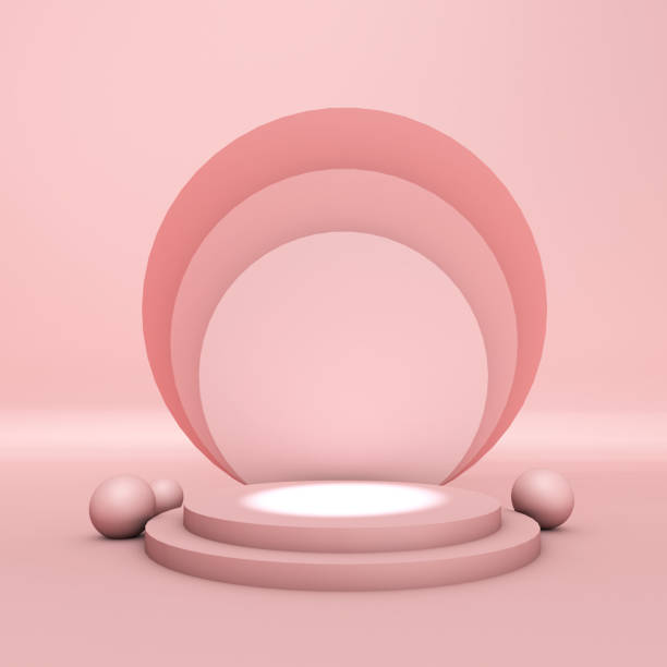 istock product podium, circular shapes, pastel pink tones 1225593024