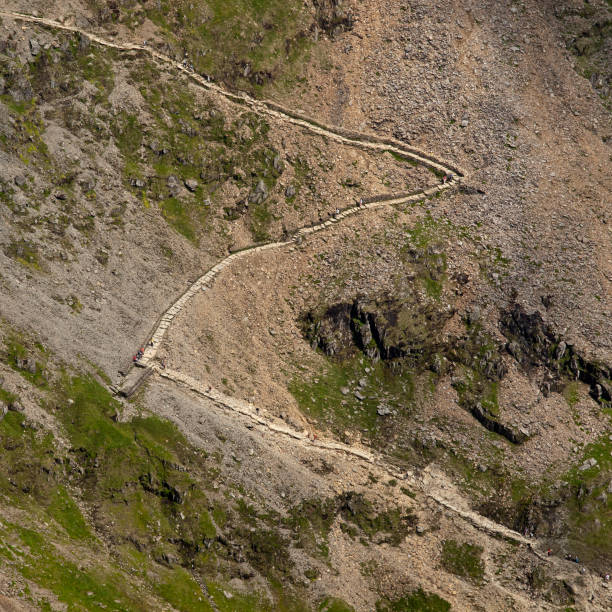 View of Snowdon Zig Zags path, Snowdonia, Wales
