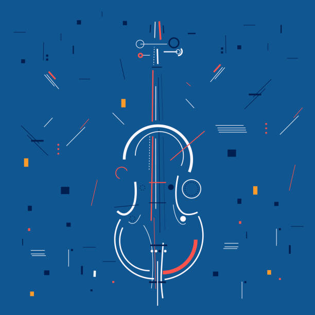 Cello with Gemometric shapes vector art illustration