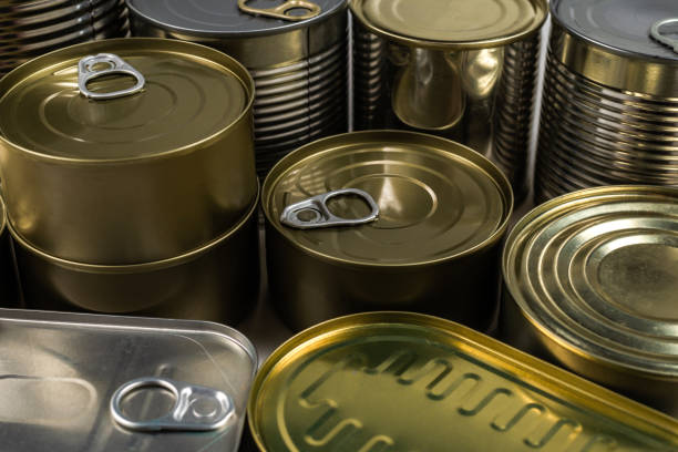 istock Mix of cans isolated on white background. 1225594511