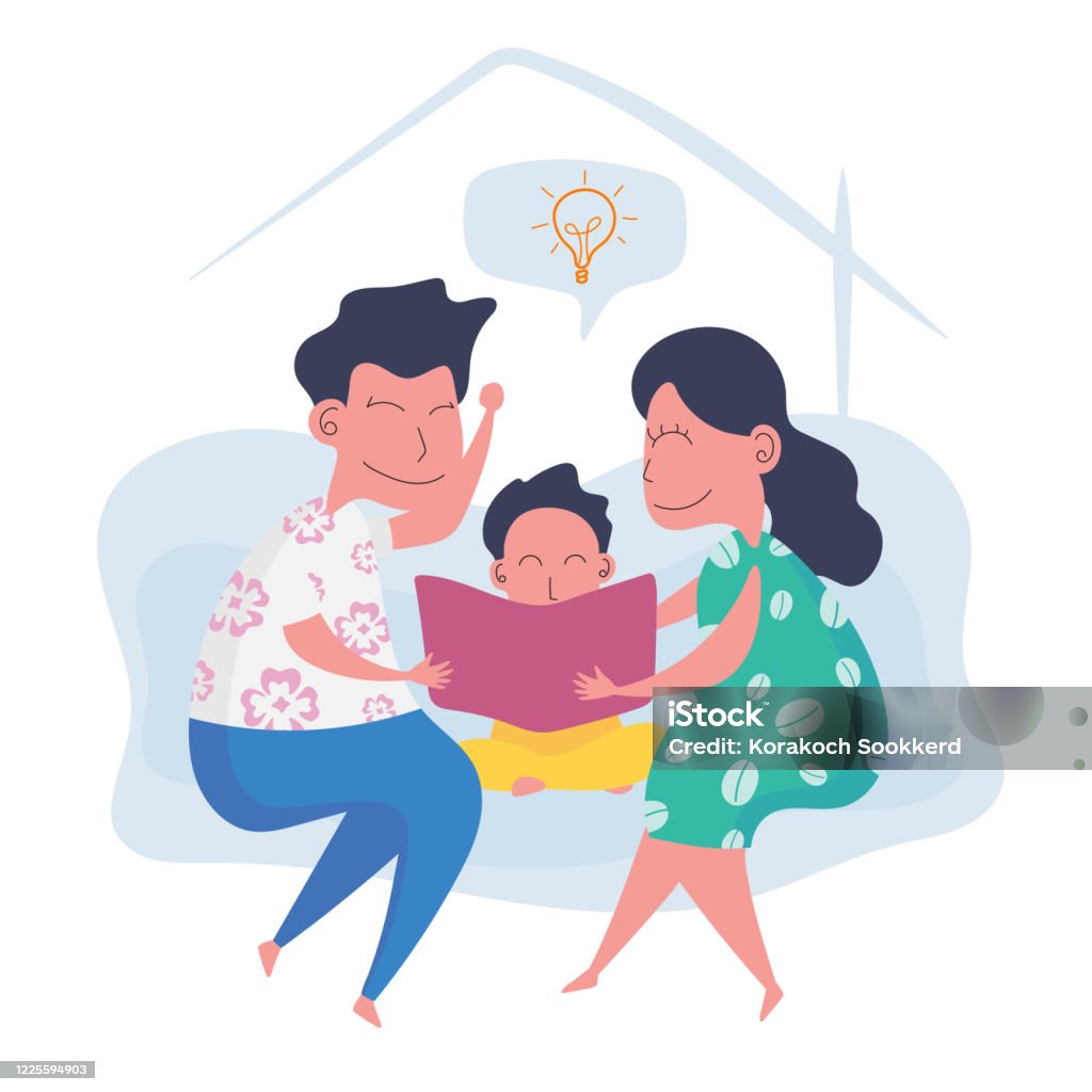 A Cartoon Showing New Normal When Kid Study With Parents At Home While  Staying Home During Covid19 Or Corona Virus Spread Stock Illustration -  Download Image Now - iStock
