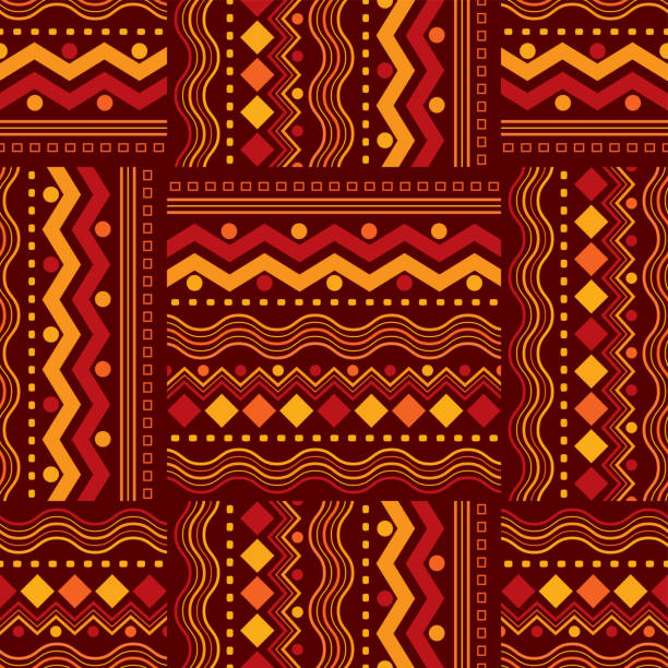 Seamless African Zigzag and Line Design Pattern Seamless African Zigzag and Line Design Pattern for fabric and textile print african pattern stock illustrations