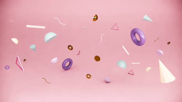 istock abstract geometric background, minimalistic primitive shapes on pink pastel colors background,3d render 1225596971
