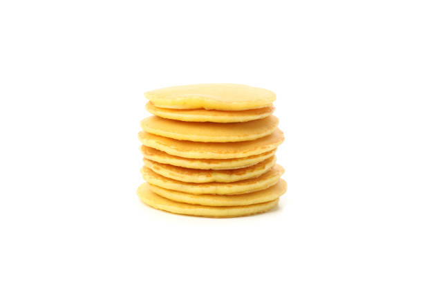 istock Tasty pancakes isolated on white background. Sweet breakfast 1225600202
