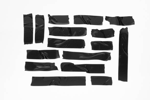 istock Black adhesive duct tape isolated on white background, collection 1225601696
