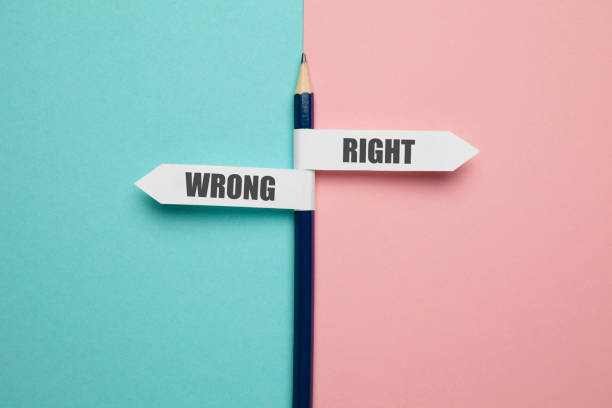 istock Pencil - direction indicator - choice of right or wrong 1225601951