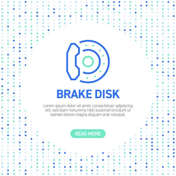 Vector illustration of Brake Disk Line Icons. Simple Outline Icons with Pattern