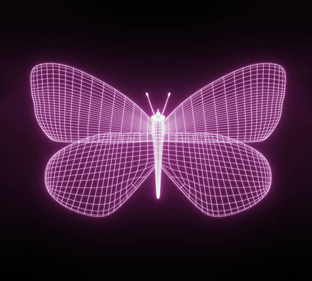 istock Abstract neon polygonal geometric butterfly consisting of lines. Wireframe technology structure. Glowing polygonal geometric structure. For web site, poster, placard and wallpaper. 3d illustration 1225603889