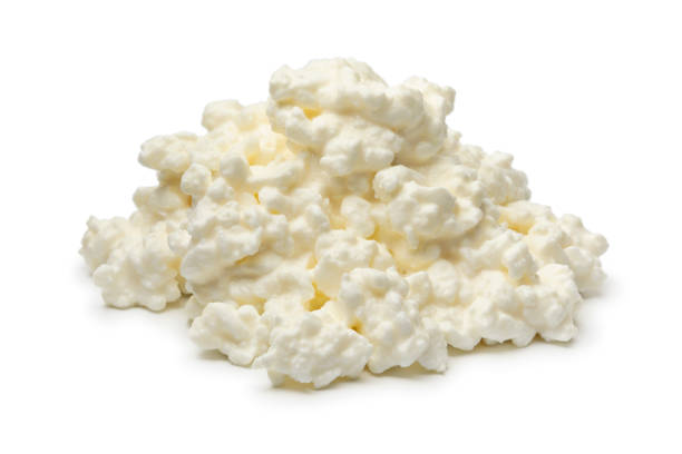 Heap of cottage cheese close up