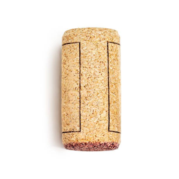 wine cork isolated on white background macro. cork stopper. alcohol concept - wine bottle wine wood bottle stopper imagens e fotografias de stock