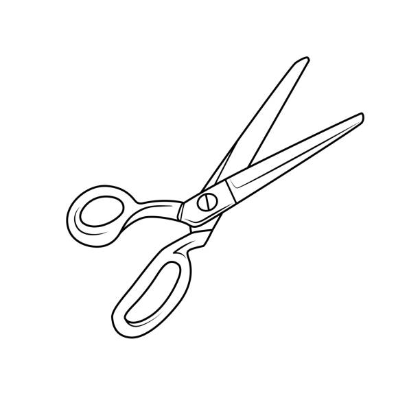 ฺblack And White Scissors Illustration For Making Crafts In A