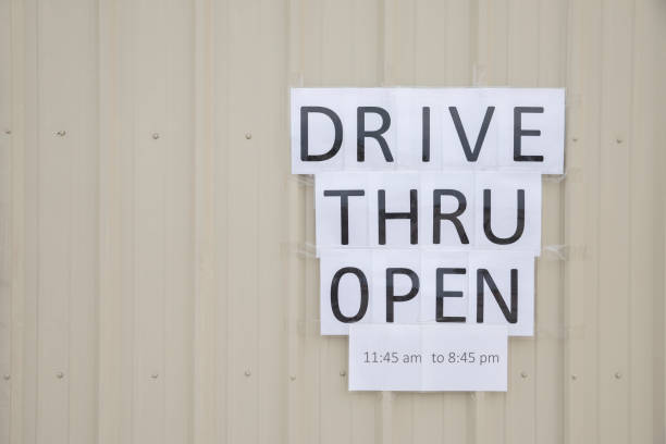 istock Drive through signage during pandemic 1225605244