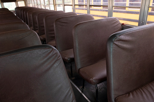 A school bus sits empty as school is out during the coronavirus pandemic.