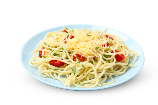 istock Plate with tasty pasta isolated on white background 1225607523