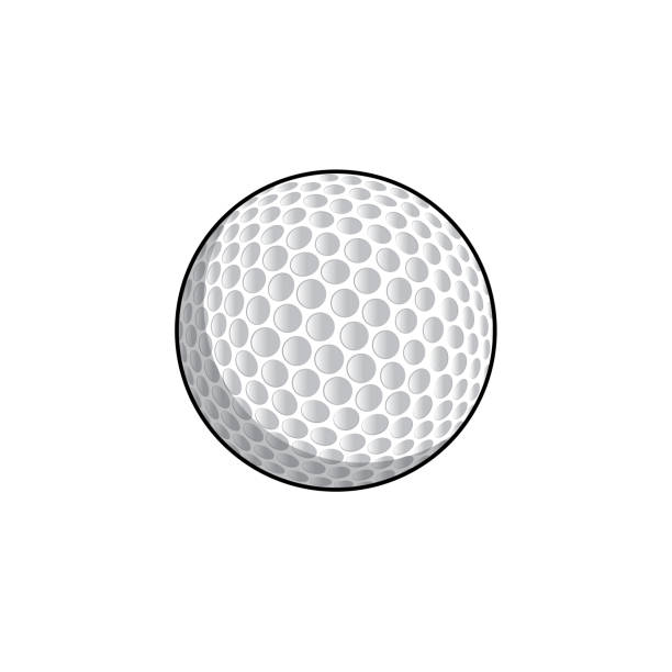 ilustrações, clipart, desenhos animados e ícones de ilustração de bola de golfe em fundo branco para montagem ou cria material didático para mães que fazem homeschool e professores que encontram imagens para materiais didáticos, como flashcards ou livros infantis. - golf ball circle ball curve