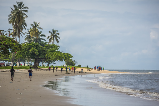Panoramic view of the beach in the African city of Libreville, capital of the Republic of Gabon