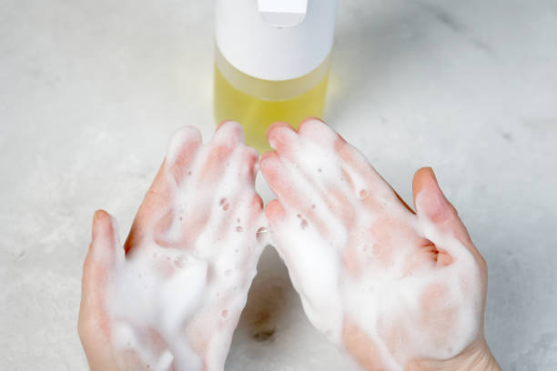 istock human hands wash with soap, virus disinfection 1225610486