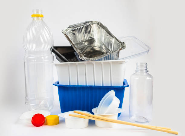istock Plastic waste bottles and containers, chopsticks and aluminum container. 1225618873