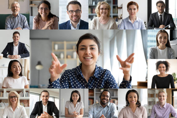 istock Webcam view people involved in videoconference lead by indian leader 1225618955