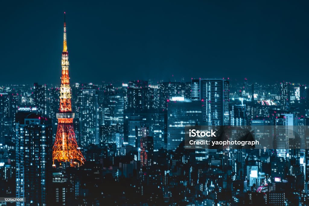 Tokyo Japan November 16 2019 Tokyo City Skyline View And Office Business  Building Skyscraper Downtown Center With Tokyo Tower At Evening In Japan  Asia Tourism Modern City Life Or Business Finance And
