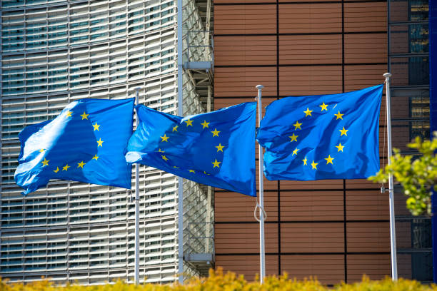 istock European flags waving in the wind 1225621382