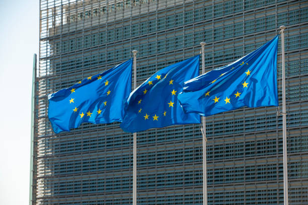 istock European flags waving in the wind 1225622047